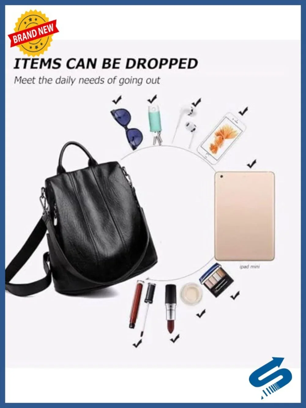 Faux Leather Anti-Theft Convertible Backpack Purse Travel Rucksack